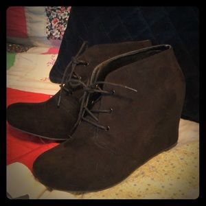 Black Wedge Booties